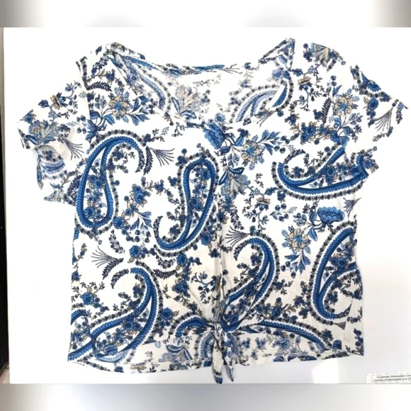 H&M paisley tie front crop top size S - Picture 3 of 13